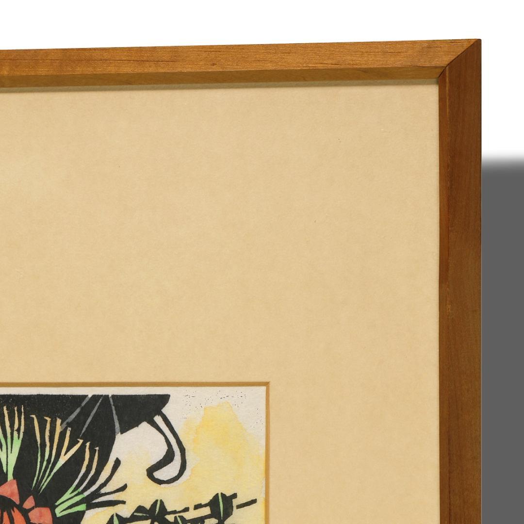 儀間比呂志 木版画『デイゴの花』和紙擦り 沖縄の版画家・絵本作家