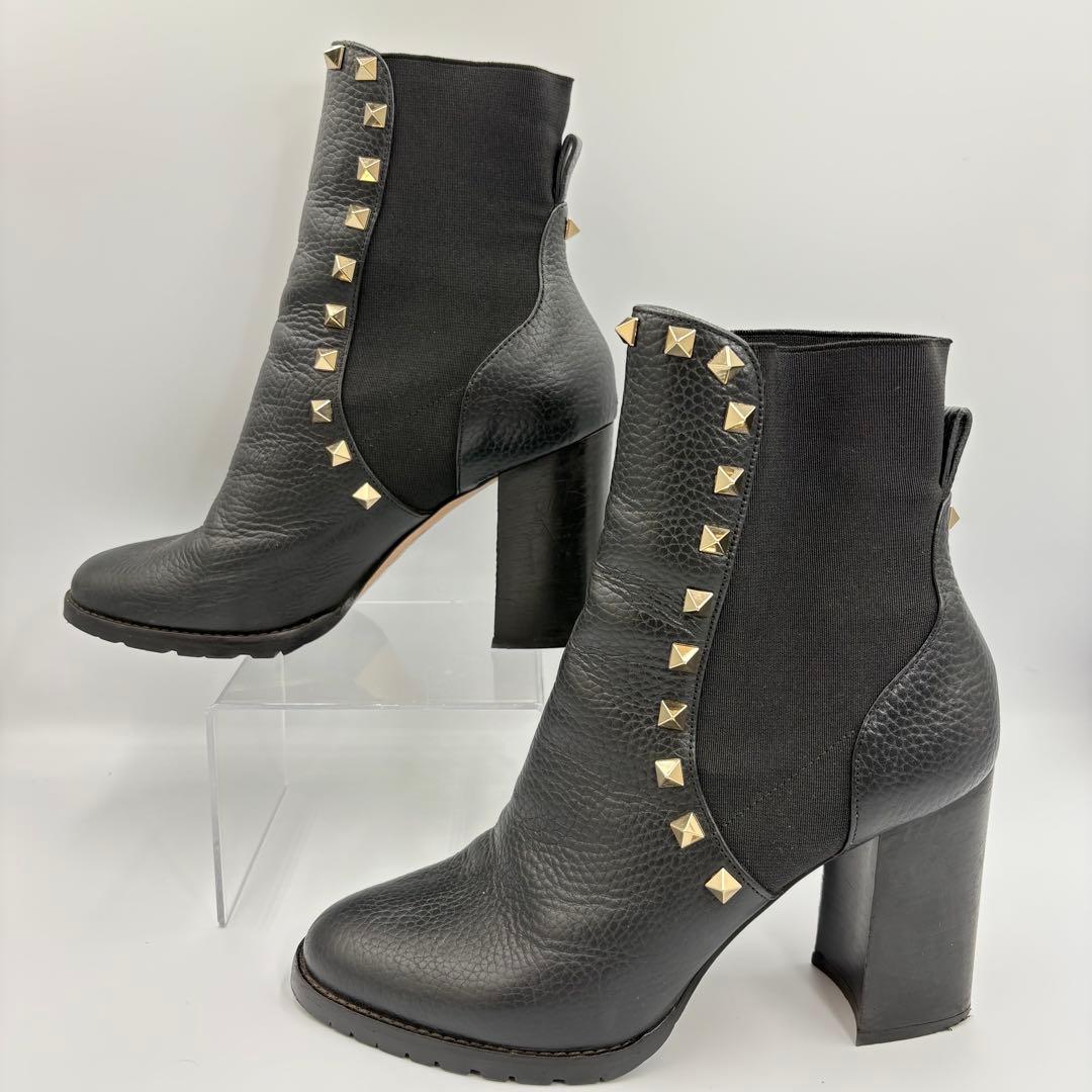 バレンティノガラヴァーニ スタッズ ショートブーツ 黒 サイドゴア　24cm