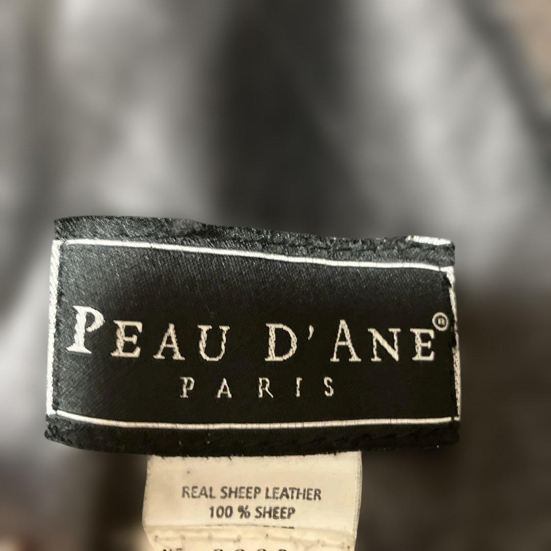 黒いレザーコート ファー付きフード　40