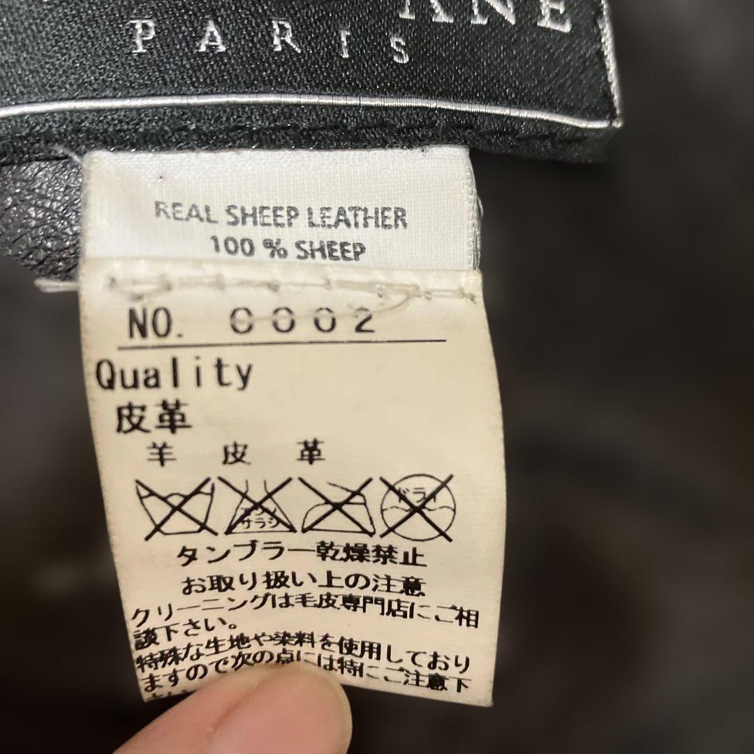 黒いレザーコート ファー付きフード　40