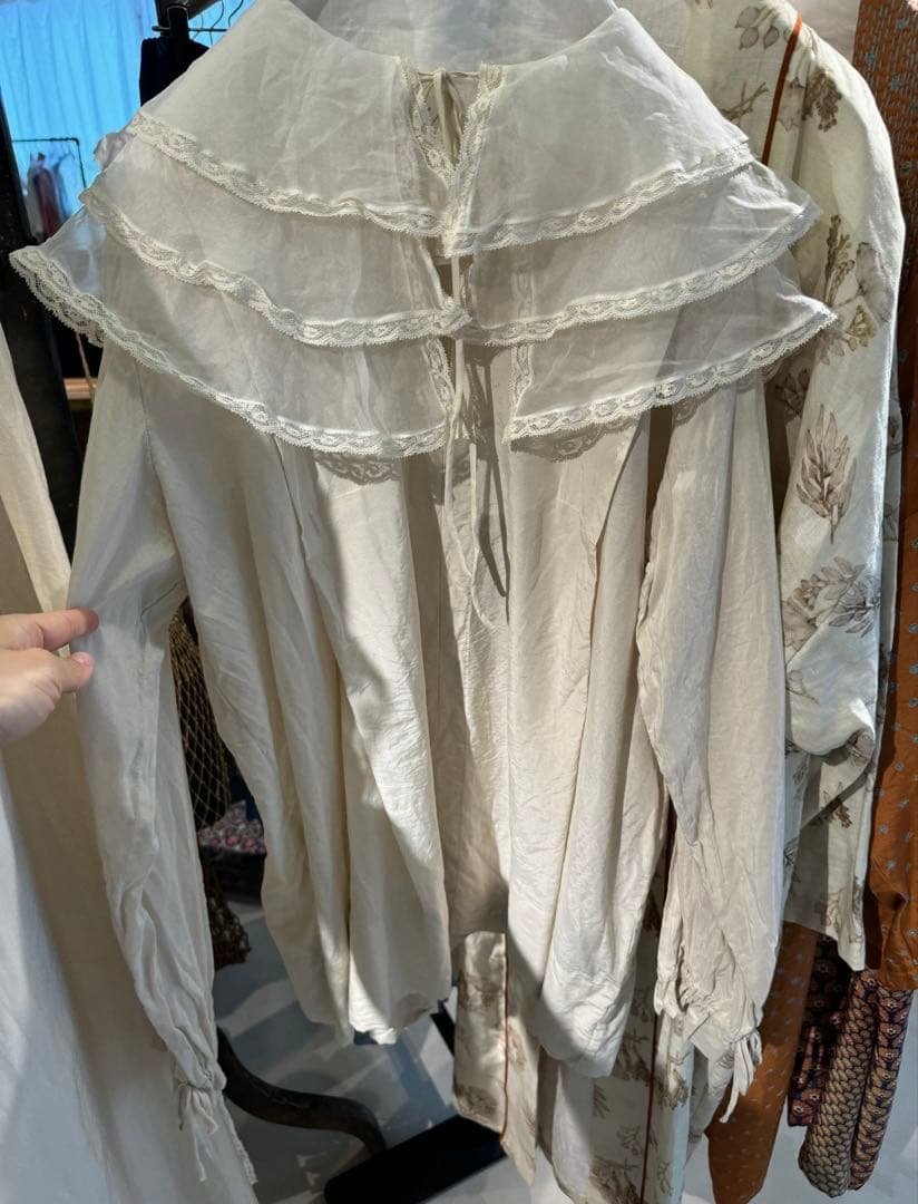 TOWAVASE シルクコットン 3重衿ブラウス/ ivory