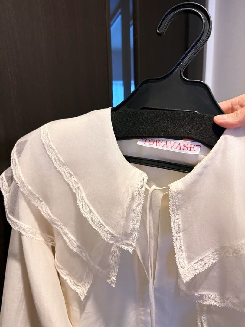 TOWAVASE シルクコットン 3重衿ブラウス/ ivory