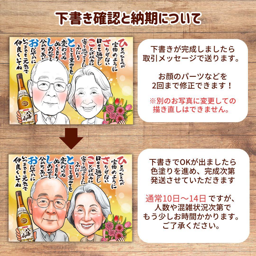 1名さま　A4サイズ【似顔絵オーダー】木目調フレーム　キーホルダー