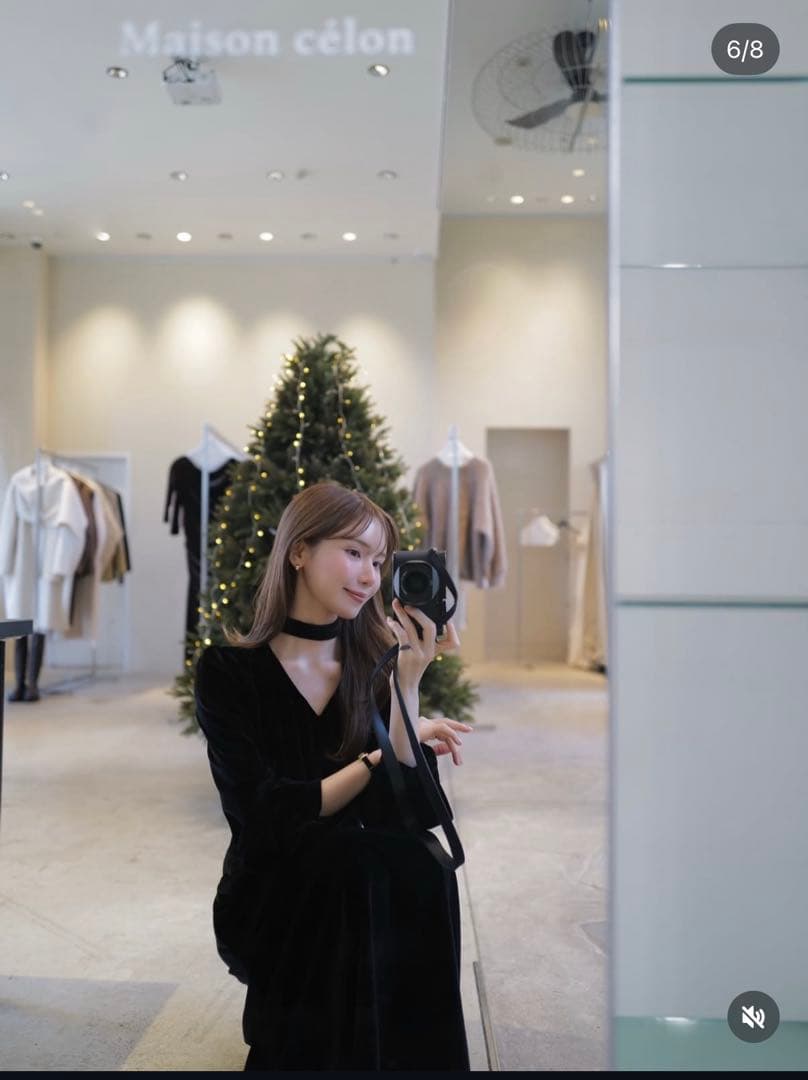 ワンピース Celon velour tie flare dress