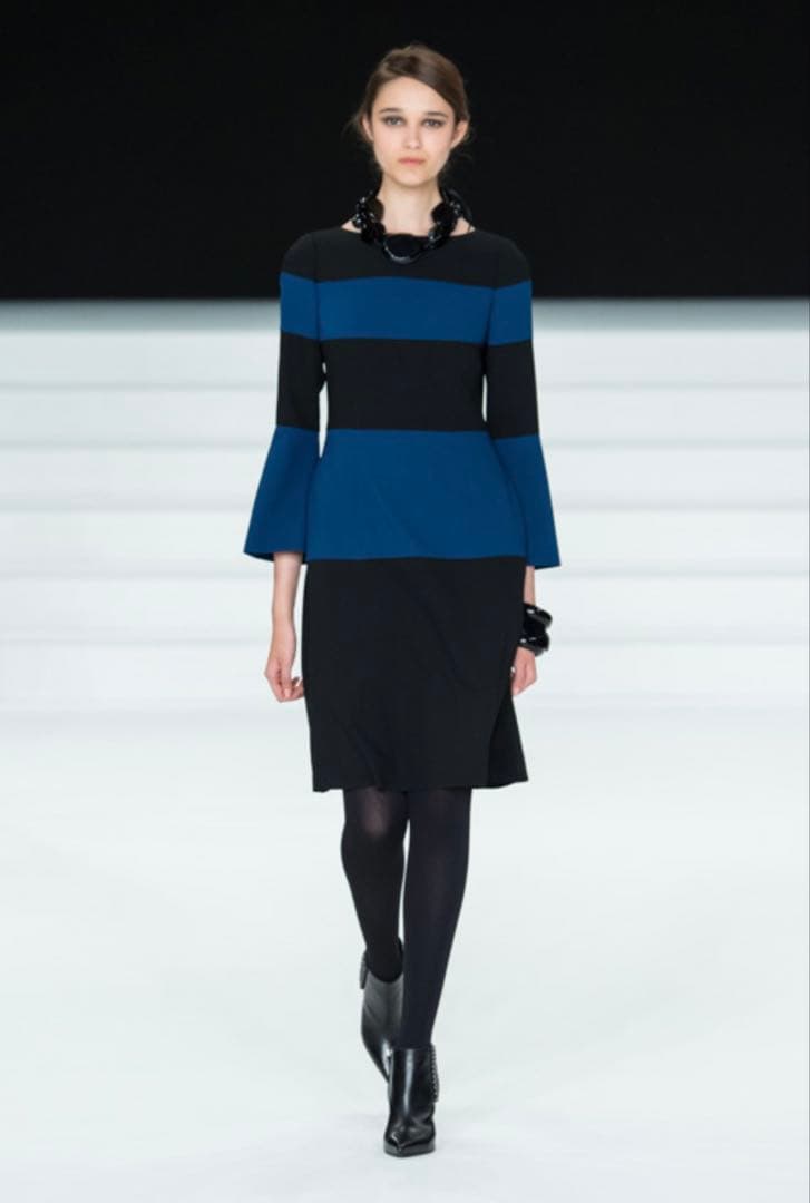 【極美品】JUN ASHIDA 長袖バイカラーワンピース M〜Lサイズ