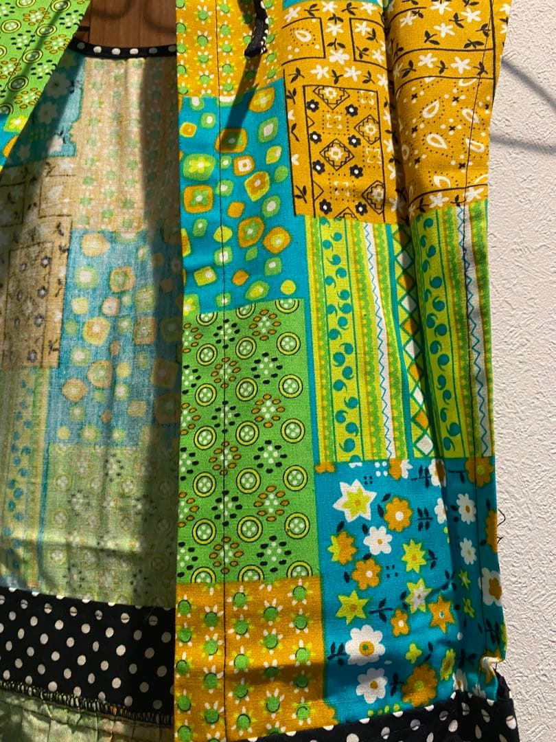 70's vintageパッチワーク柄エプロンドレス　新品未使用