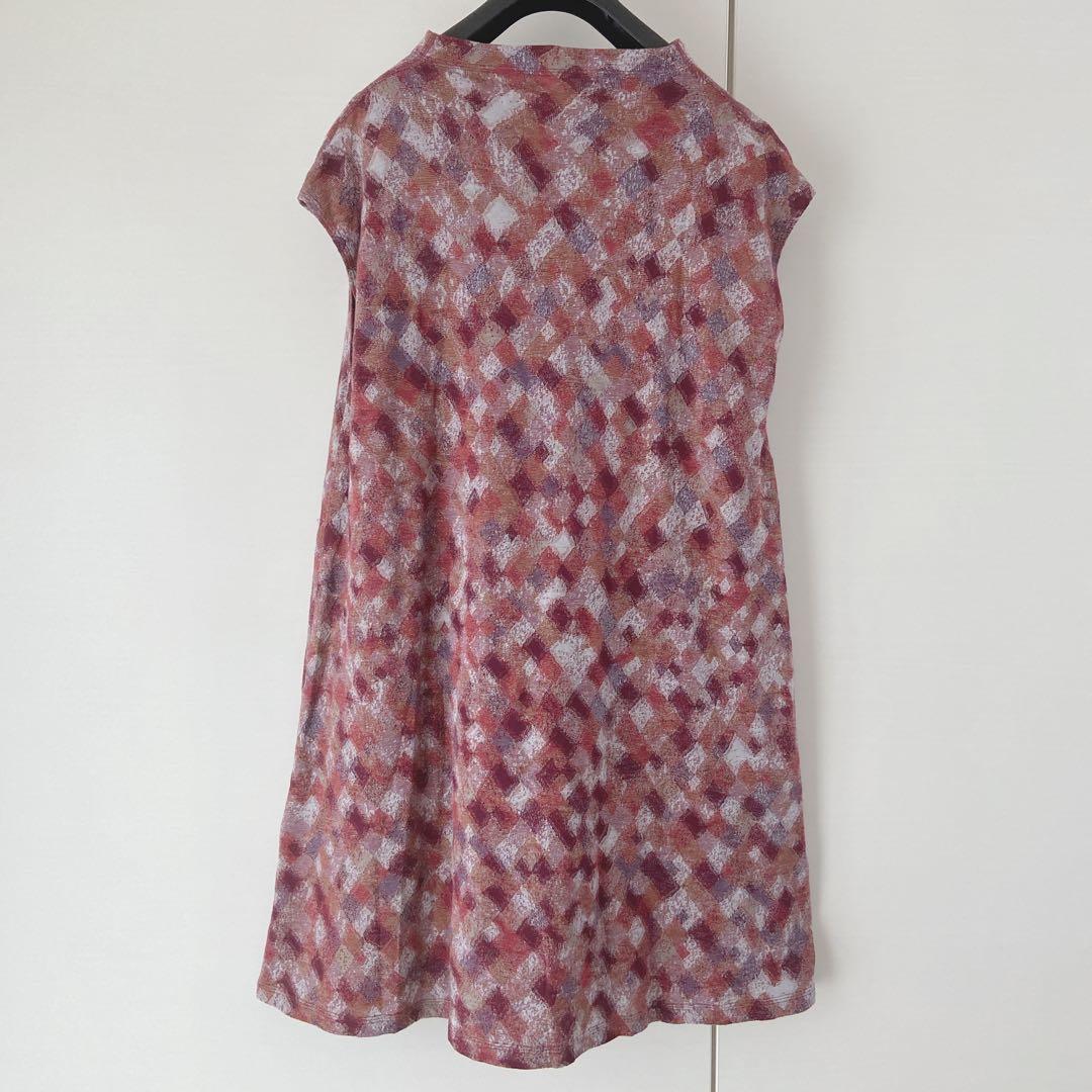 ✨美品✨ヨーガンレールモザイク柄フレンチ袖チュニックワンピース　定価35,200