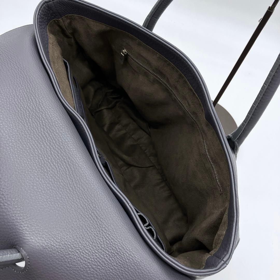 専用【PELLE MORBIDA】ビジネスバッグ　トートバッグ レザー　グレー.