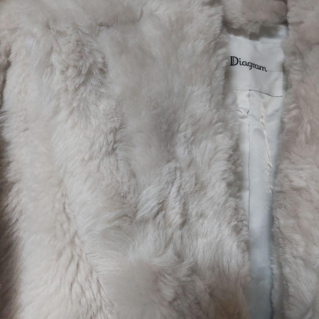 ダイナグラム、グレースコンタネンタルファーコートボア素材36サイズホワイト