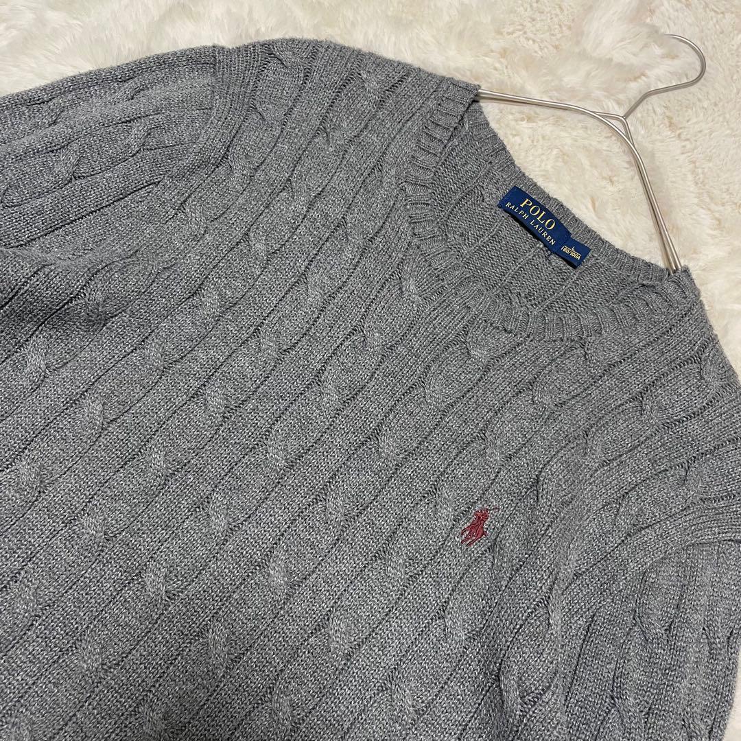 ポロラルフローレン　L ケーブルニット　コットン　ポニー　クルーネック　セーター