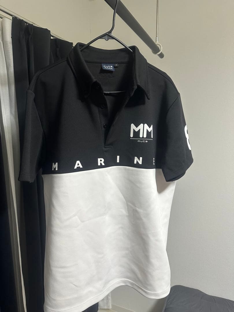 muta バイカラーポロシャツ　ブラック/ホワイト