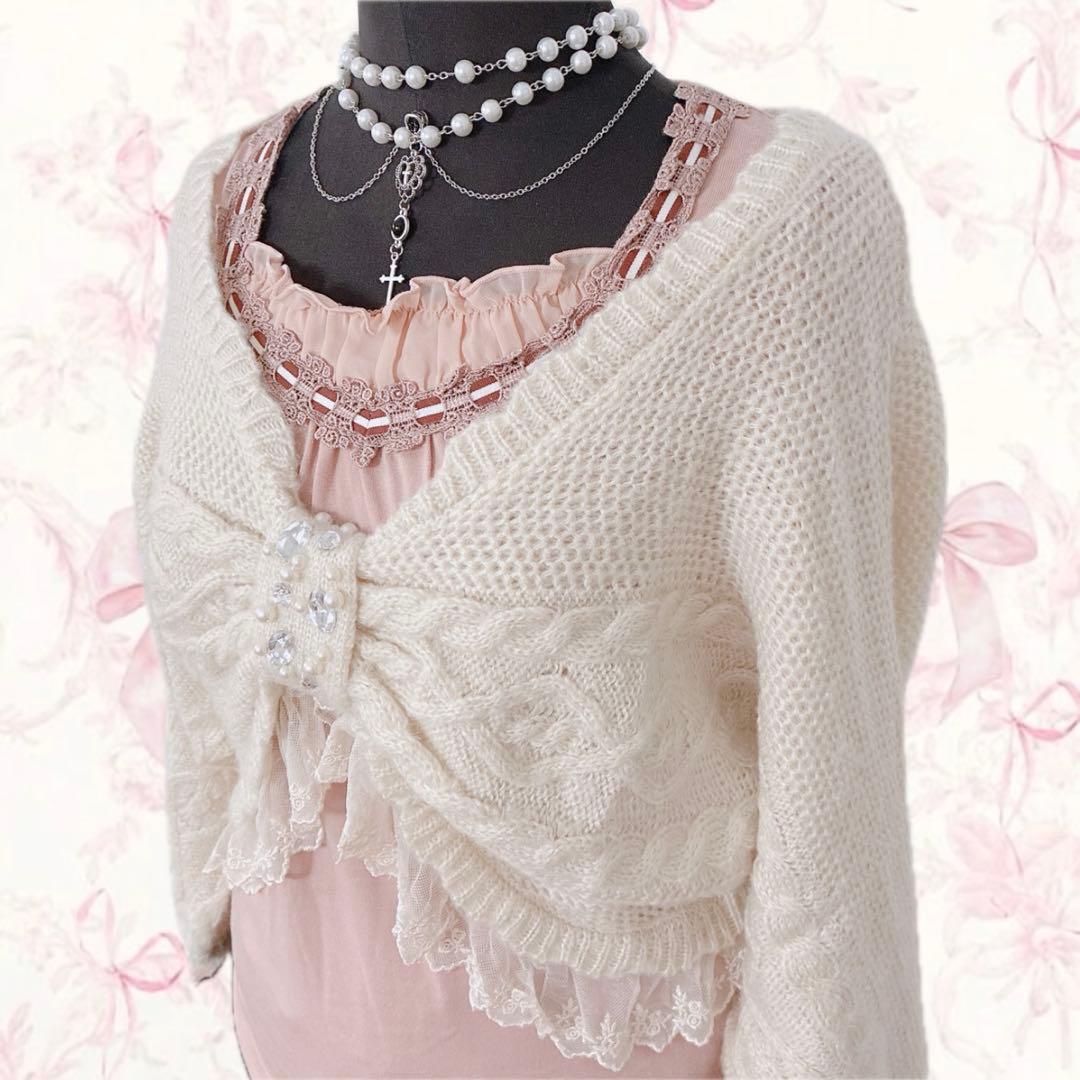 y2k axes femme ボレロ リボン レース バレエコア フェアリーコア