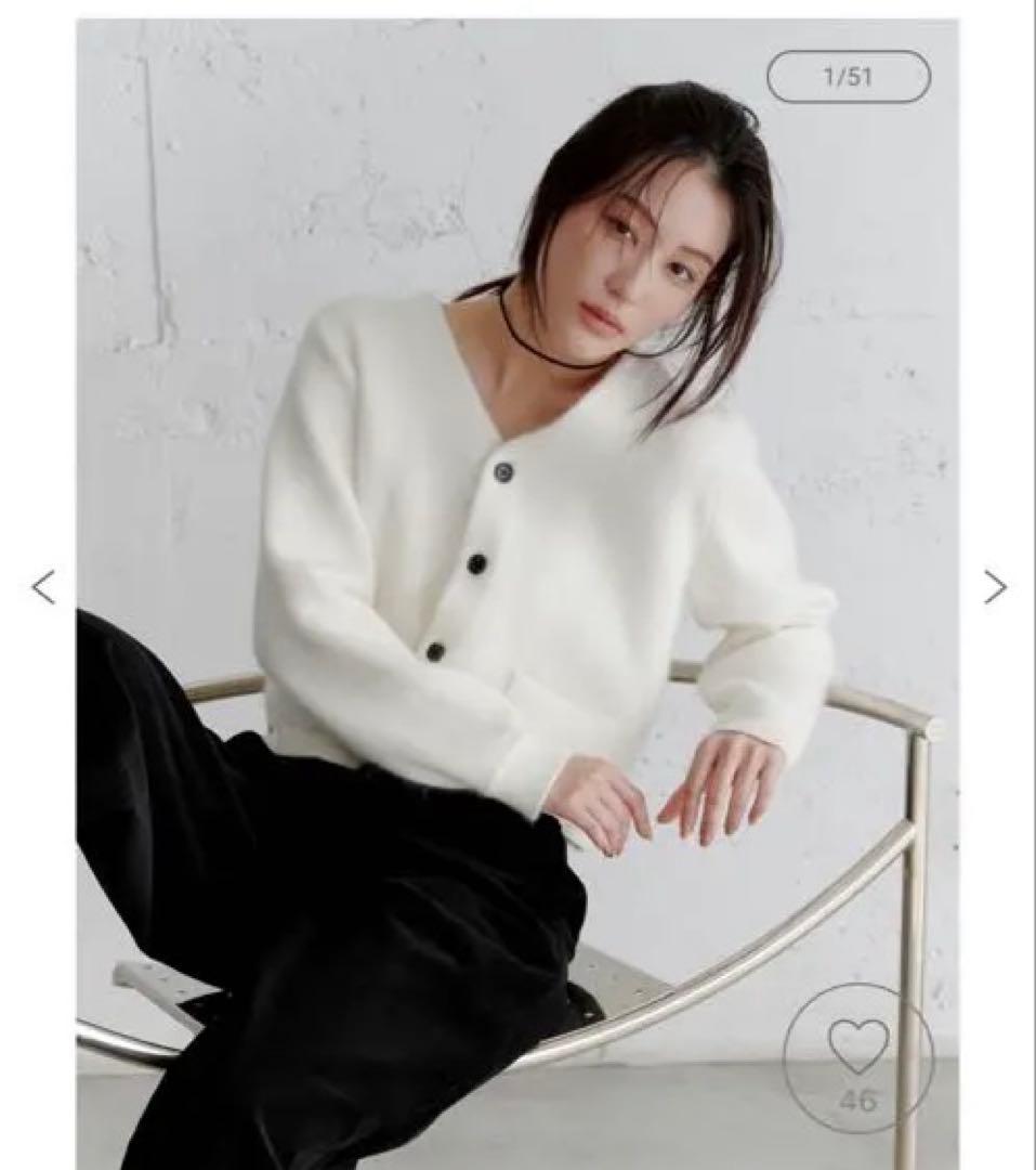 ウォッシャブルコンパクトシャギーＶカーデ MIESROHE