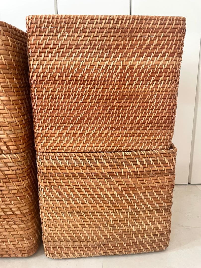 無印良品　ラタンバスケット　特大4個　蓋付きバスケット1個　計5個
