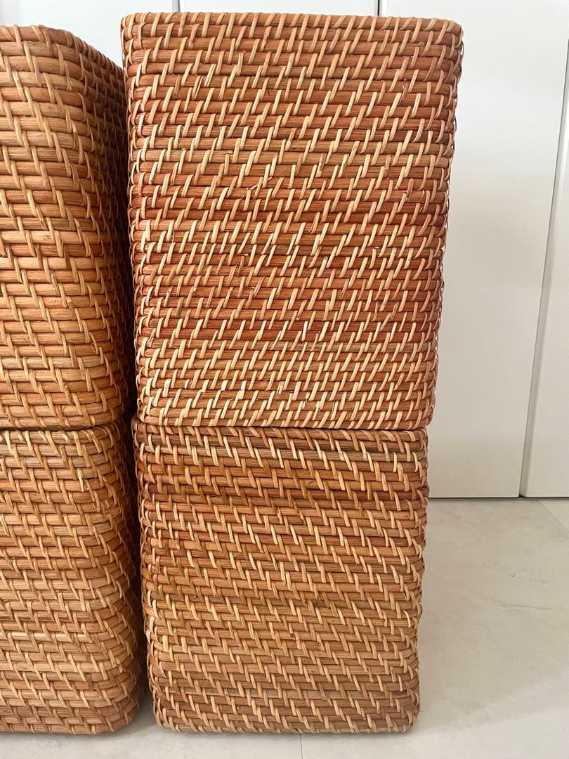 無印良品　ラタンバスケット　特大4個　蓋付きバスケット1個　計5個