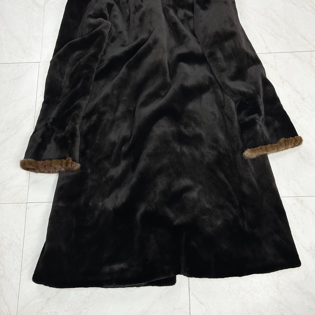 希少 美品 サガミンク ロイヤル レオパード柄 毛皮 ロングコート 42