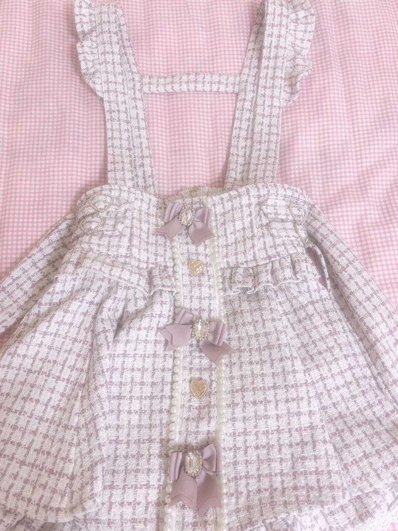 LIZLISA リズリサ ツイードサスペンダー付きスカパン