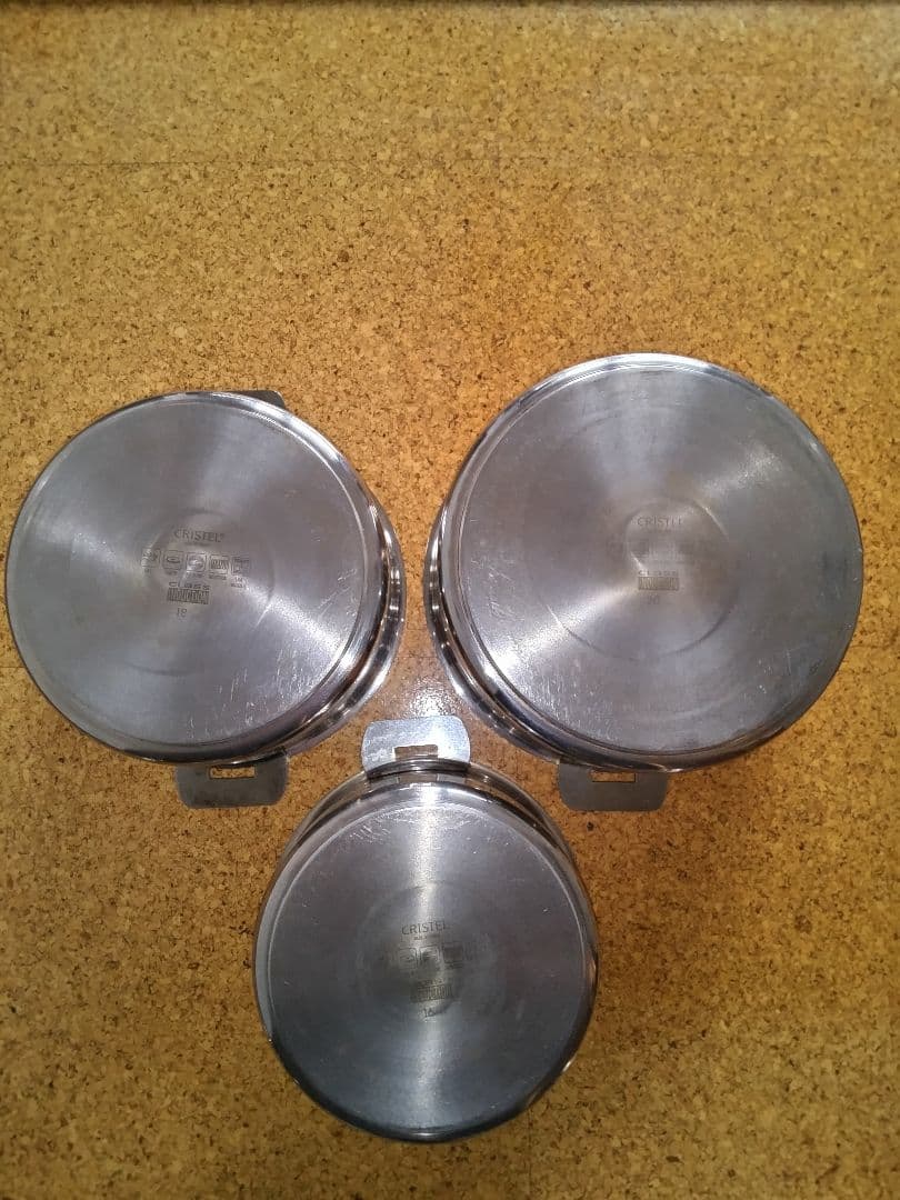CRISTELクリステル両手鍋3点セット(16,18,20cm)ステンレス製