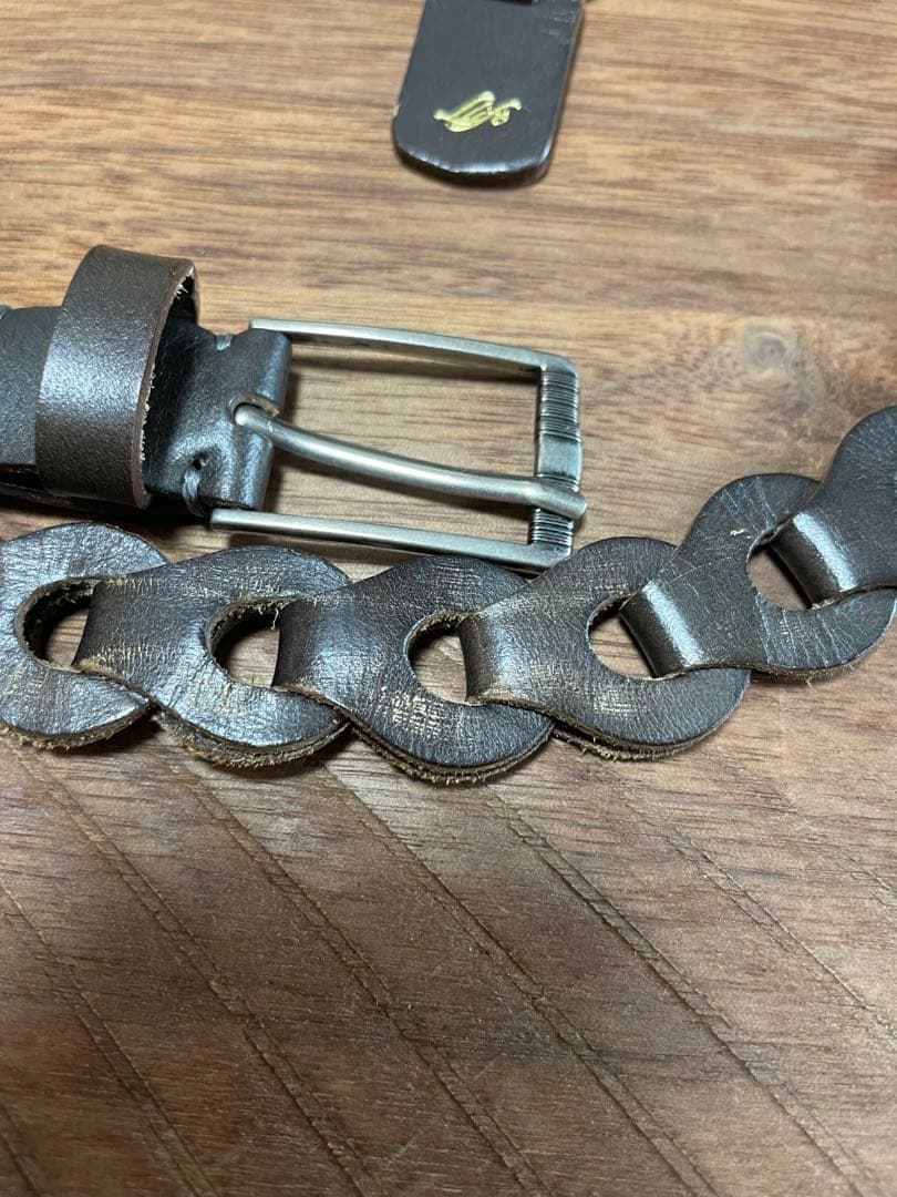 即日発送Llife LEATHER CHAIN BELT SHADE GRAY