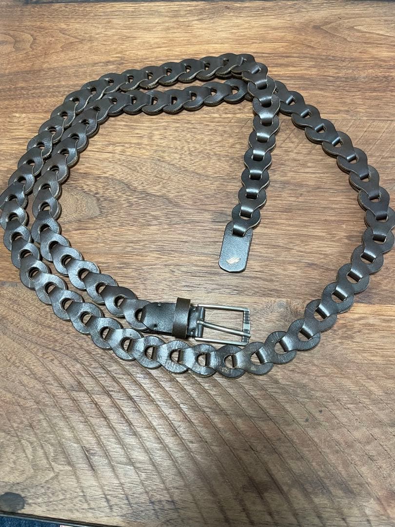 即日発送Llife LEATHER CHAIN BELT SHADE GRAY
