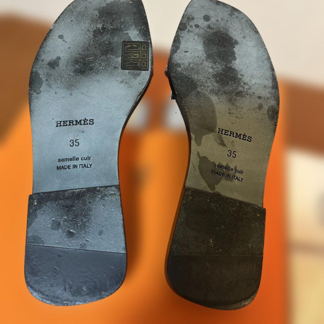 エルメス シルバー フラットサンダル