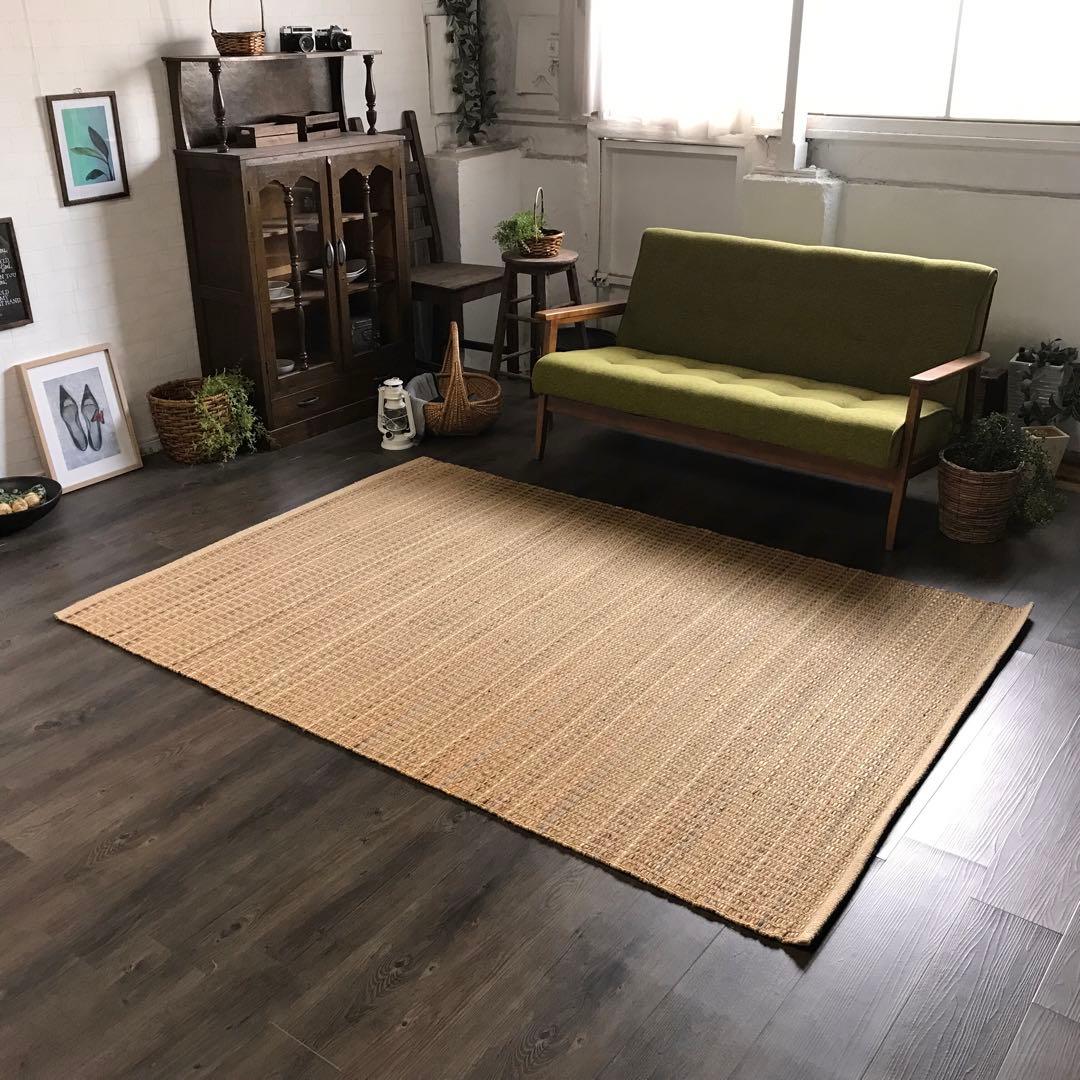 超レア 143x204cm 1.5畳 麻と水草 ラグ ラグマット 夏用 平織り