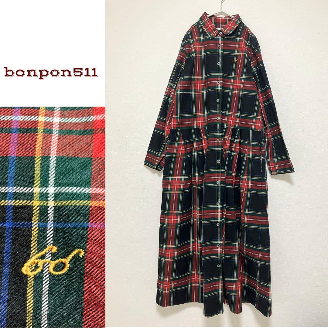 美品【サニークラウズ】ponさんのチェックワンピース タータンチェックMT