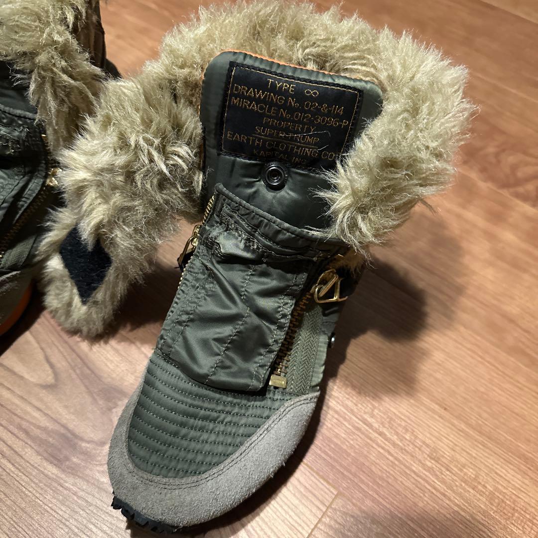 キャピタル KAPITAL MA-1 スニーカー グリーン エアフォース ボア