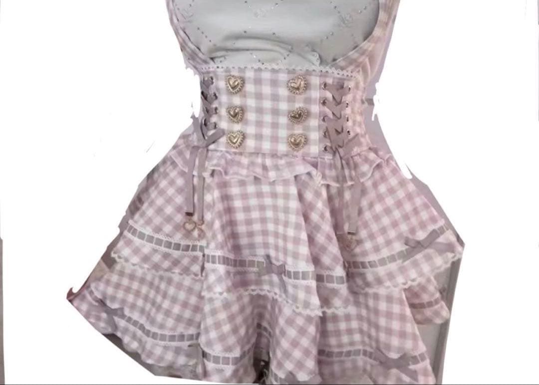 LIZLISAはしごリボンギンガムティアードスカパピンク まとめ買い10％オフ