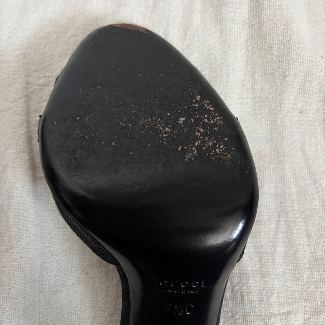 GUCCI ミュール 黒 37.5 24.5相当　グッチ サンダル ホースビット