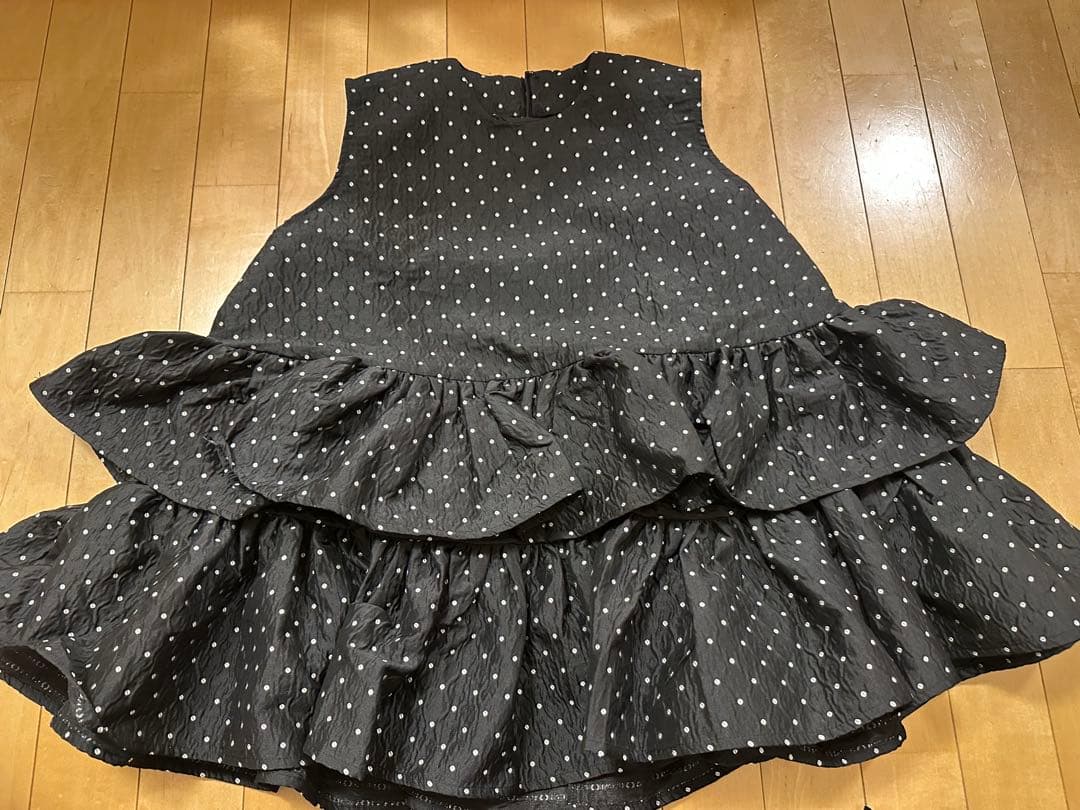 birthdaybash ジャガードドット　トリプルフリルトップス　BLACK