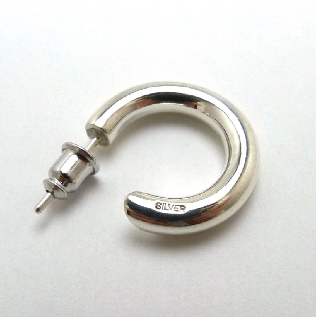 ペア太さ4ｍｍ　ハンドメイド　シルバー925　フープピアス