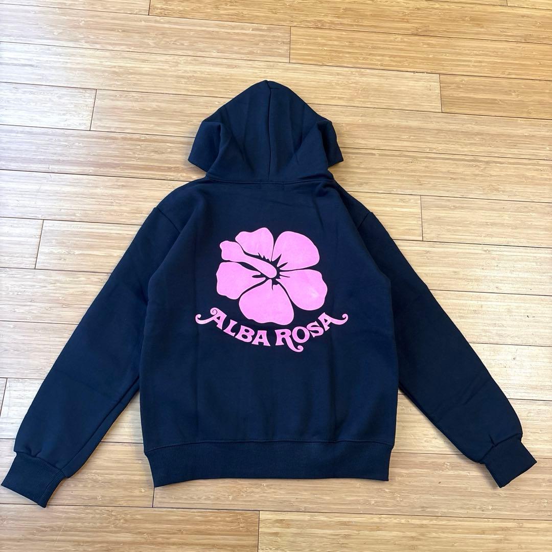 新品タグ付き　ALBAROSA ブラックパーカー　ピンクラメロゴ　90s