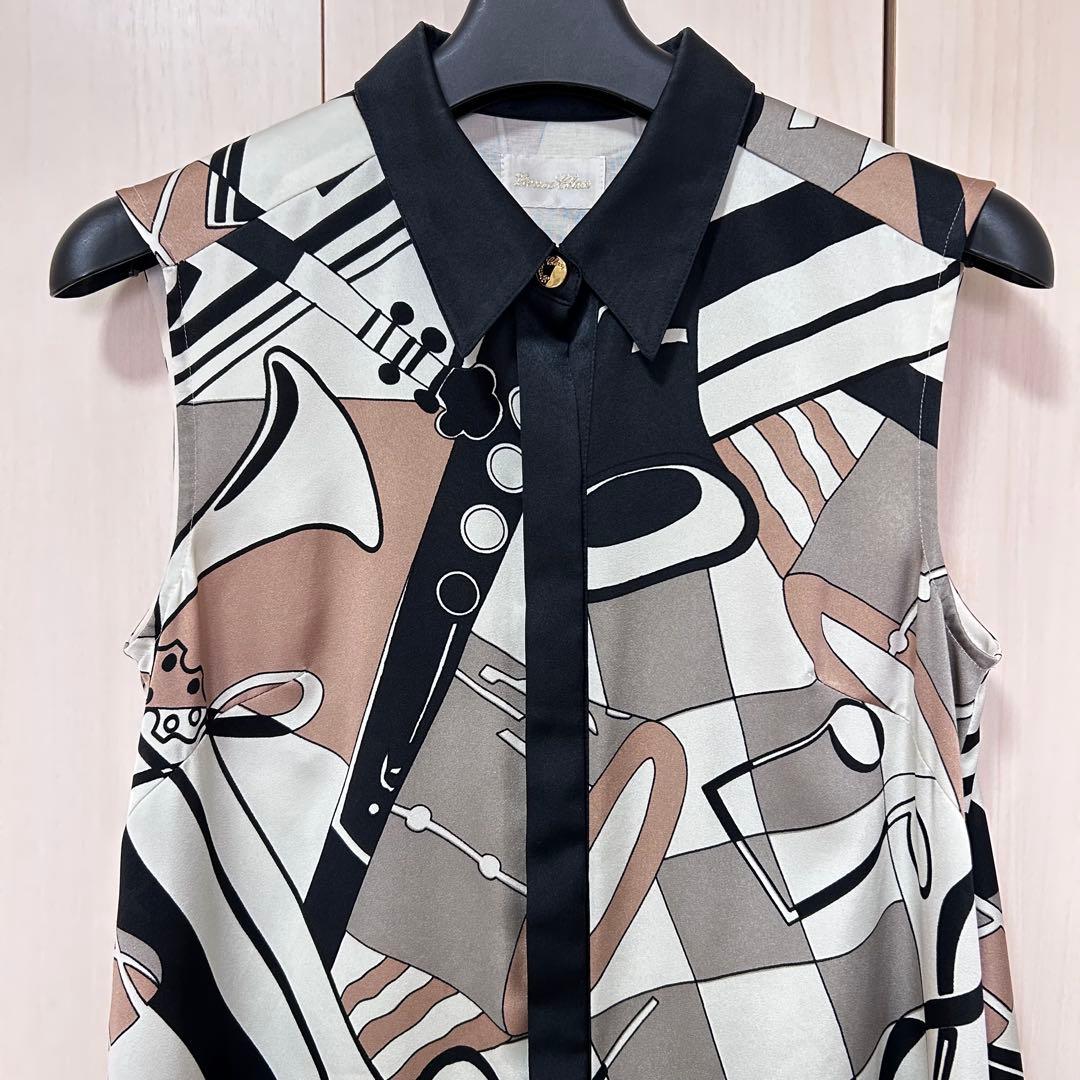 グレースクラス グレースコンチネンタル JAZZプリントドレス 36 総柄 金釦