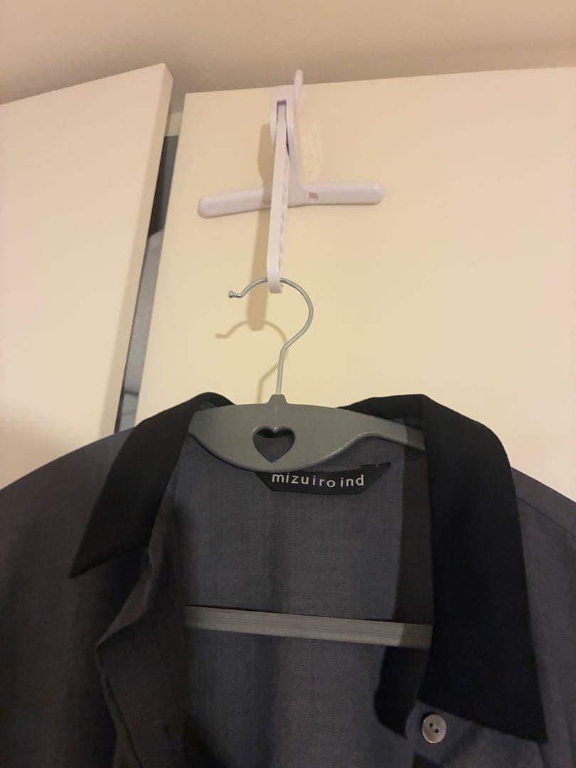 【美品】ミズイロインド　グレー　長袖シャツワンピース