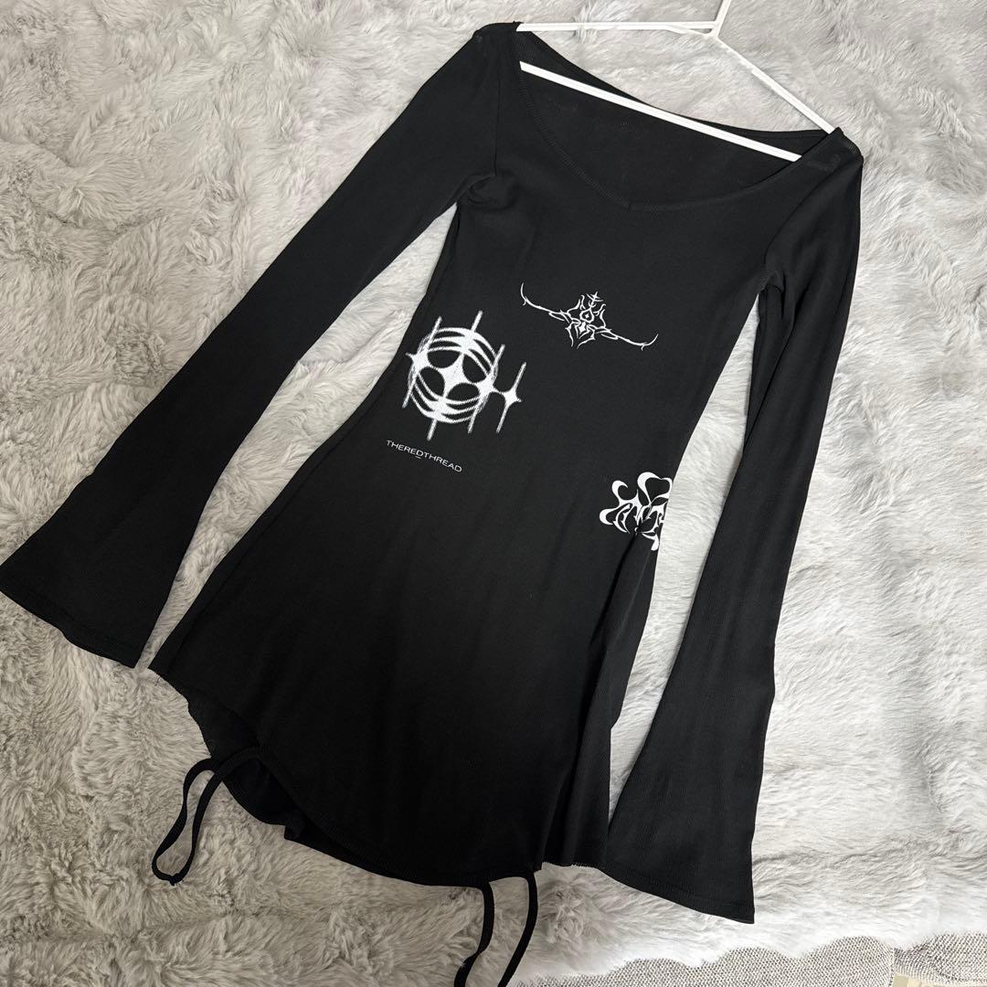 トップス theredthread S stamp tee dress Black