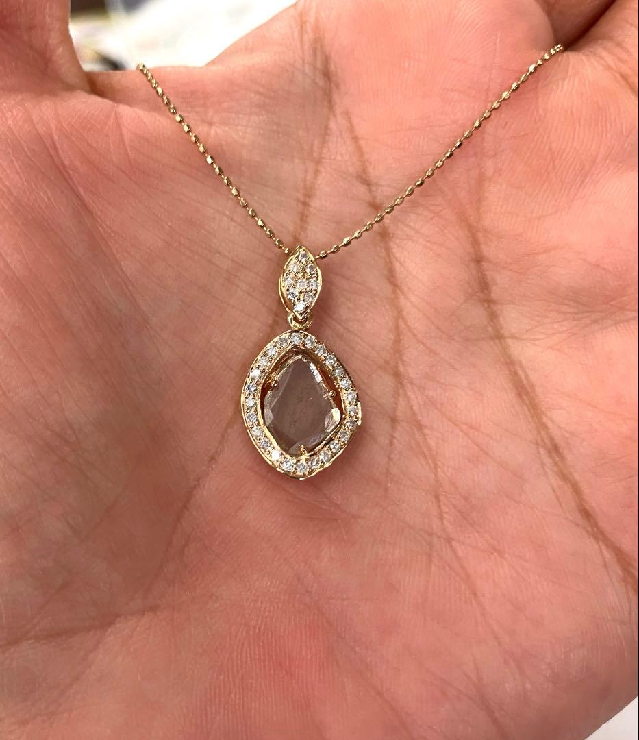 天然ダイヤモンド 天然ダイヤモンド ファンシーカットK18 ペンダントネックレス
