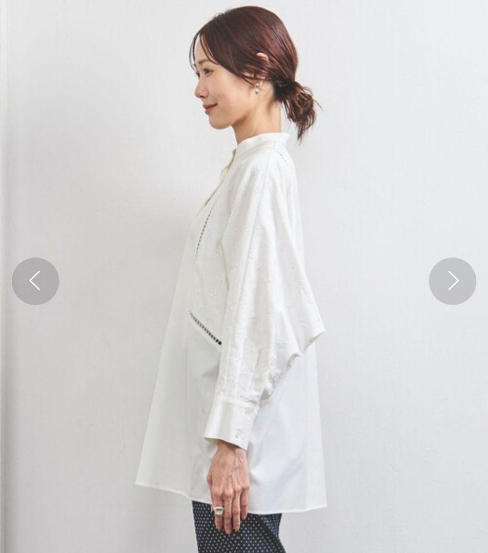 UNITED ARROWS　エンブロイダリー コンビ ドルマンブラウス