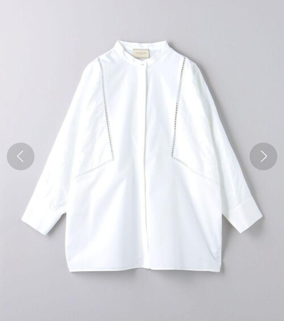 UNITED ARROWS　エンブロイダリー コンビ ドルマンブラウス