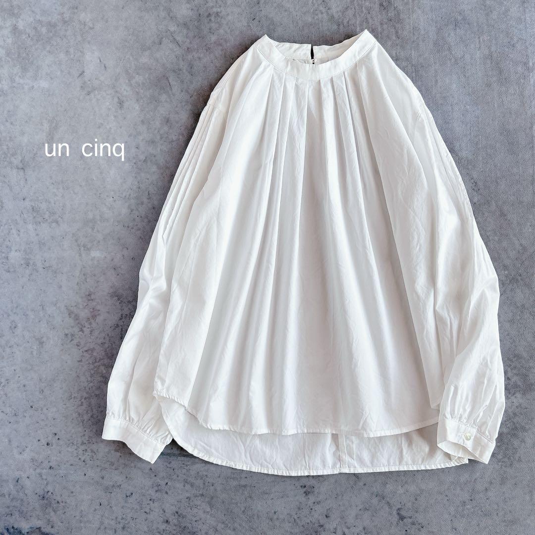 【美品】 un cinq ⿻ コットン 襟袖タック ブラウス セレモニー お仕事