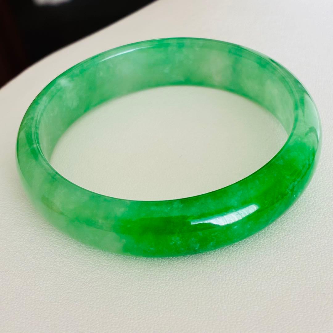 最高色！ 約47g ★ 天然石 翡翠 ヒスイ バングル 未使用品