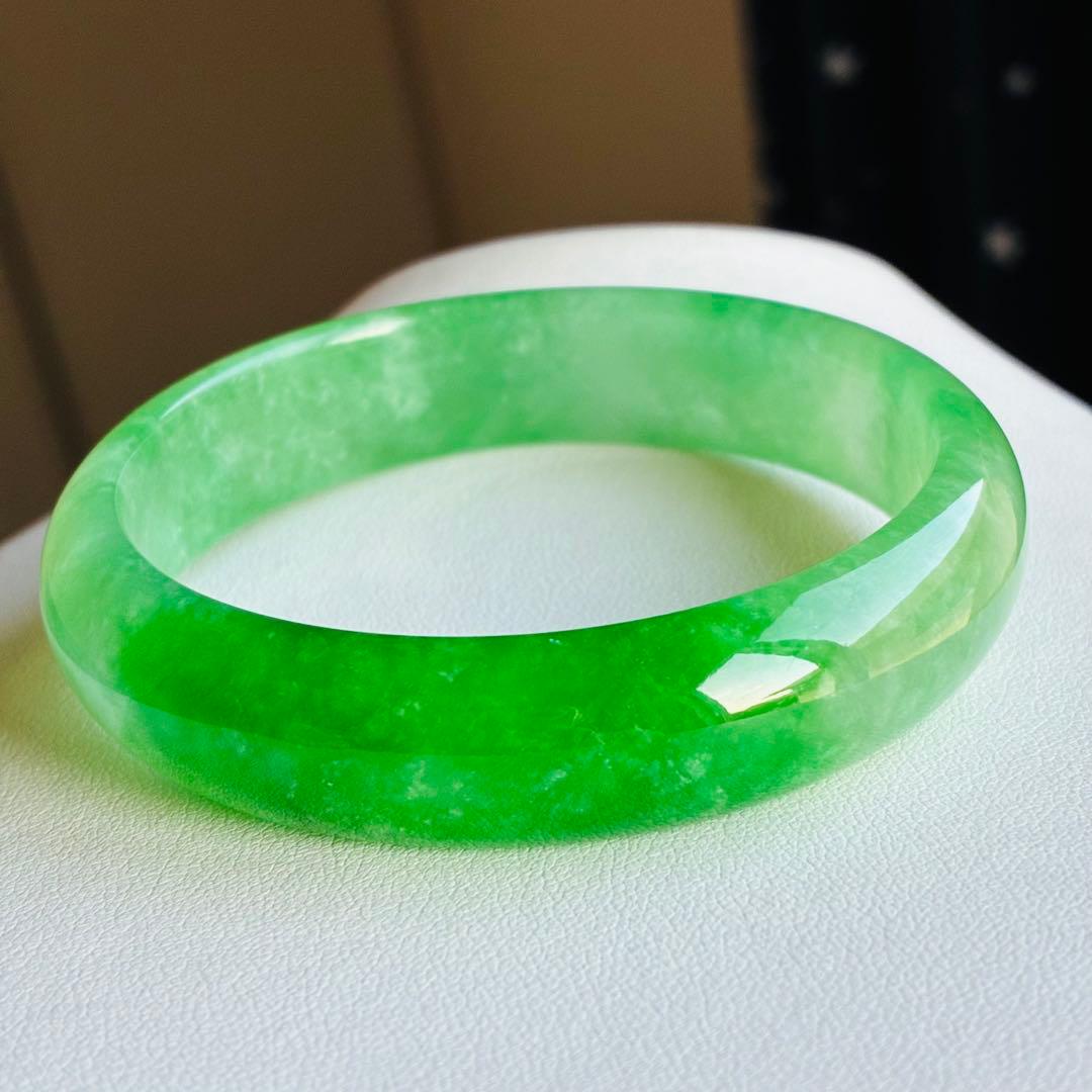 最高色！ 約47g ★ 天然石 翡翠 ヒスイ バングル 未使用品