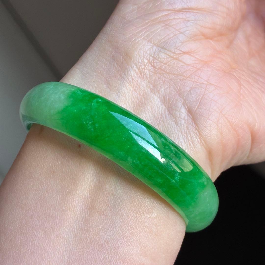 最高色！ 約47g ★ 天然石 翡翠 ヒスイ バングル 未使用品