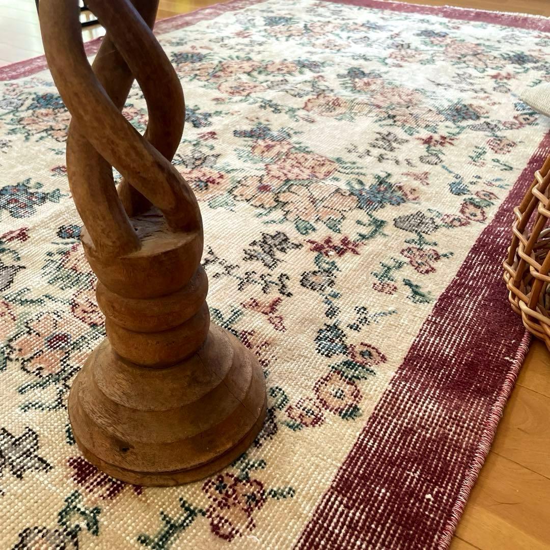 104×200 キナリ×ボルドー　薔薇の街　トルコヴィンテージラグ