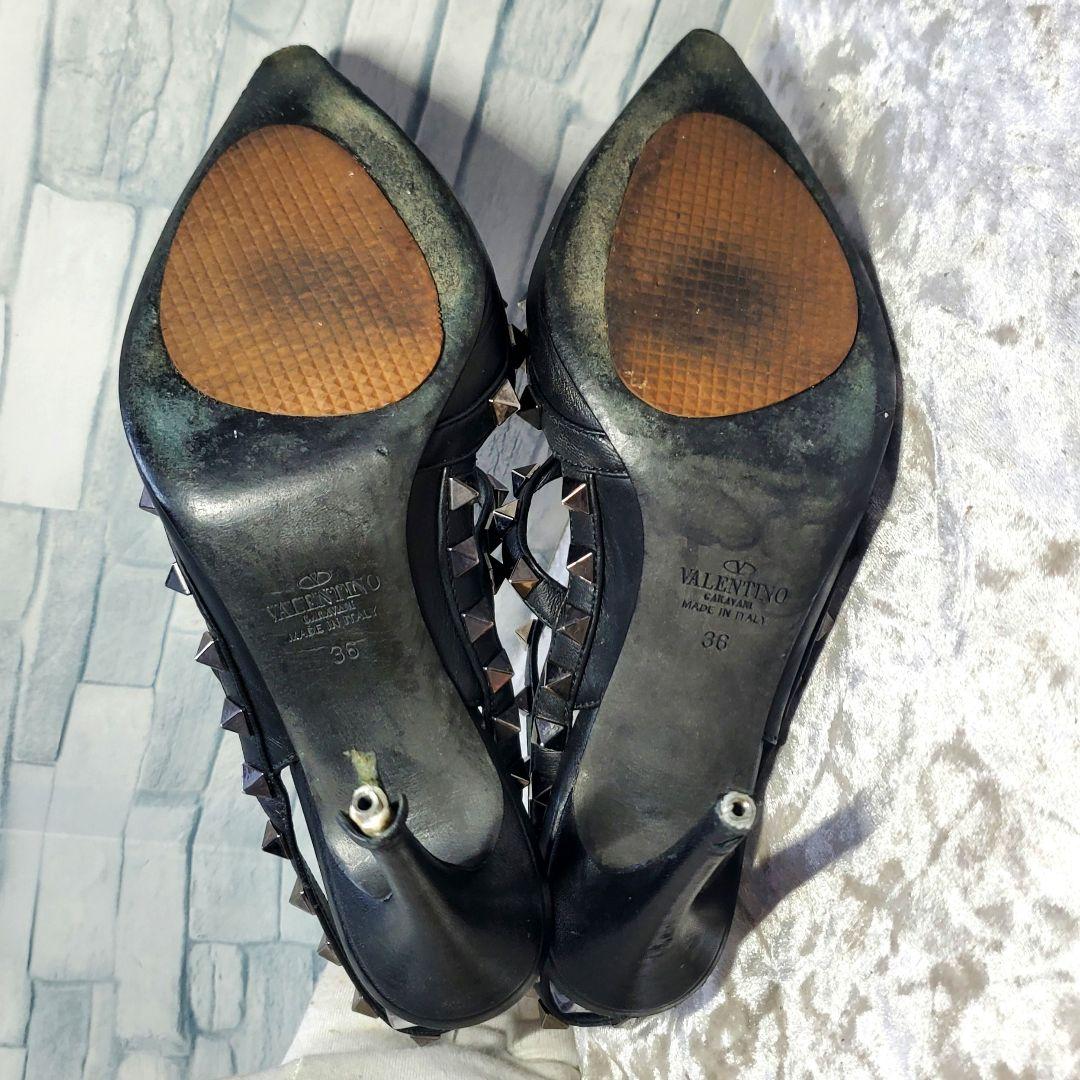 【ワケ有良品】VALENTINO 23cm パンプス ロックスタッズ 黒 36