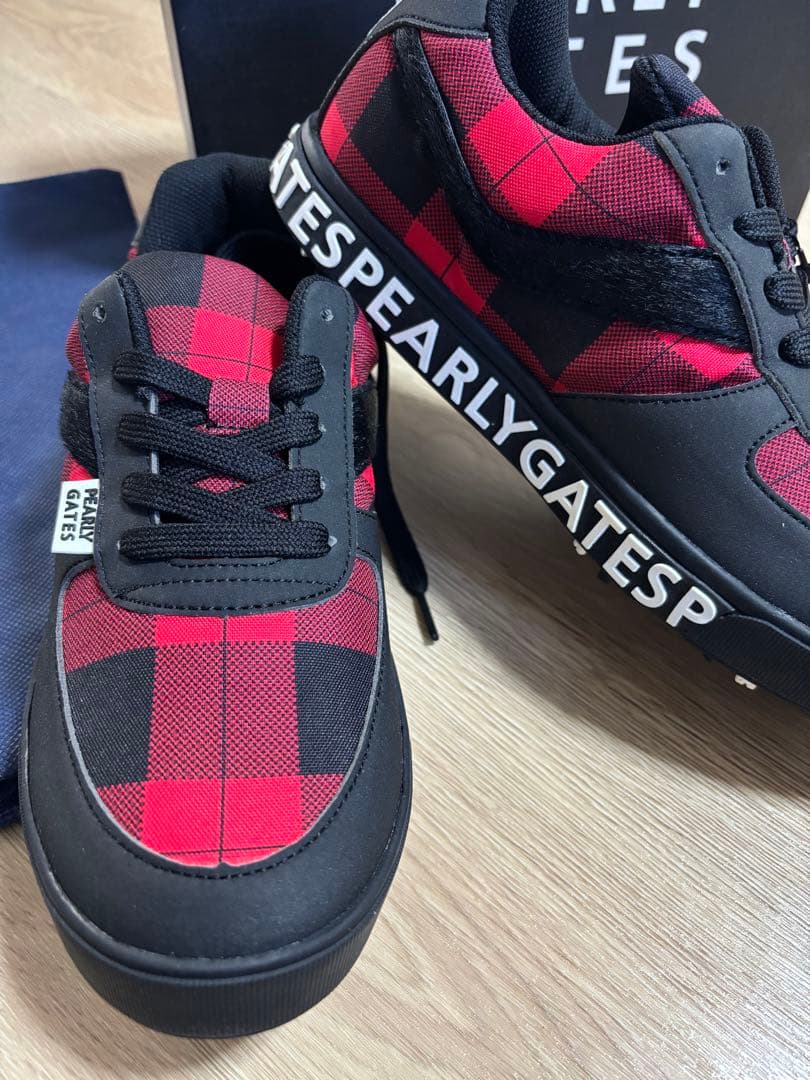 パーリーゲイツ　バッファローチェック柄 スパイク ゴルフシューズ 24.5cm