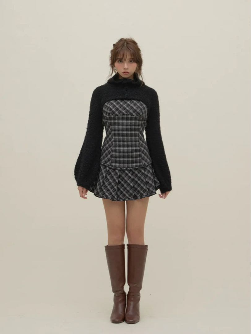 ワンピース Lulu check set mini dress black