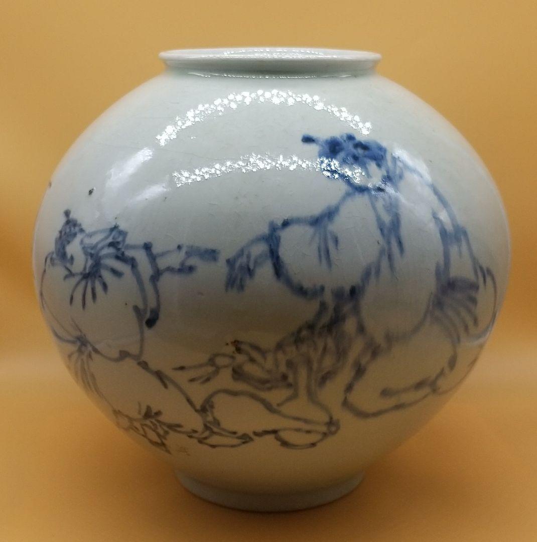 李朝 染付 壺 丁巳新正（1917年） 李範植