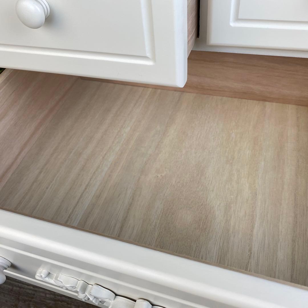 フレンチカントリー調ホワイトチェスト2点セット木製収納家具飾り棚姫系洋タンス