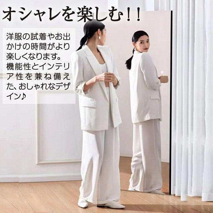 割れない鏡 ウォールミラー 壁掛け 姿見鏡 60×160cmゴールド 1623